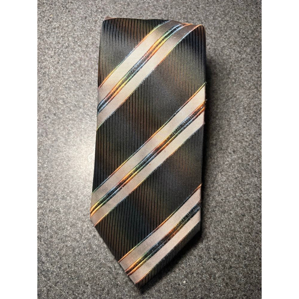 Tango Black Multi-Color Striped Silk Tie